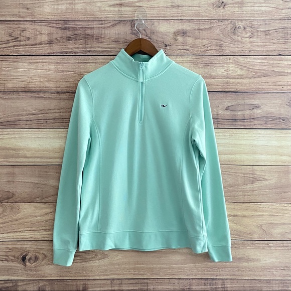Vineyard Vines Sweaters - Vineyard Vines mint green quarter zip long sleeve pullover 2K0395 size Medium M